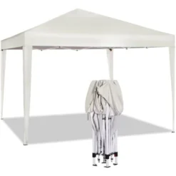 WOLTU Tonnelle De Jardin. Tente Pliante. Protection Du Soleil UV 50+. Facile à Installer Hauteur Réglable 3x3m. Beige