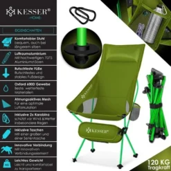 KESSER® Chaise De Camping Pliable Rabattable Avec Grand Dossier Chaise De Pêche Transportable Chaise De Camping Chaise Pliante Jusqu’à 120 Kg Chaise De Plage Chaise De Pêche Tabouret Pliant Avec -Promos Verde Rêverie Boutique 55627726 2