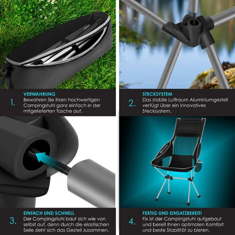 KESSER® Chaise De Camping Pliable Rabattable Avec Grand Dossier Chaise De Pêche Transportable Chaise De Camping Chaise Pliante Jusqu’à 120 Kg Chaise De Plage Chaise De Pêche Tabouret Pliant Avec 6 KESSER® Chaise De Camping Pliable Rabattable Avec Grand Dossier Chaise De Pêche Transportable Chaise De Camping Chaise Pliante Jusqu’à 120 Kg Chaise De Plage Chaise De Pêche Tabouret Pliant Avec – Image 4