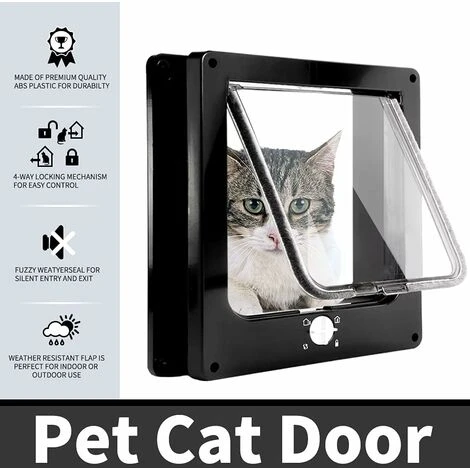 Chatière Magnétique à 4 Voies, Chatière Pour Chat à Installation Facile Pour Tous Les Animaux De Compagnie, Porte Pour Animaux Coulissant Manuel Sur Mur / Bois / Porte En UPVC (Noir,Moyen) 5 Chatière Magnétique à 4 Voies, Chatière Pour Chat à Installation Facile Pour Tous Les Animaux De Compagnie, Porte Pour Animaux Coulissant Manuel Sur Mur / Bois / Porte En UPVC (Noir,Moyen) – Image 3