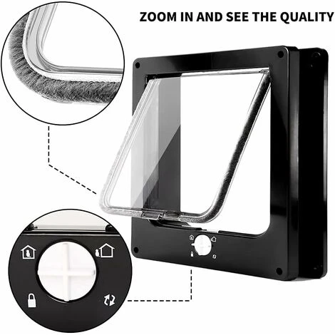 Chatière Magnétique à 4 Voies, Chatière Pour Chat à Installation Facile Pour Tous Les Animaux De Compagnie, Porte Pour Animaux Coulissant Manuel Sur Mur / Bois / Porte En UPVC (Noir,Moyen) 6 Chatière Magnétique à 4 Voies, Chatière Pour Chat à Installation Facile Pour Tous Les Animaux De Compagnie, Porte Pour Animaux Coulissant Manuel Sur Mur / Bois / Porte En UPVC (Noir,Moyen) – Image 4