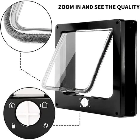 Chatière Magnétique à 4 Voies, Chatière Pour Chat à Installation Facile Pour Tous Les Animaux De Compagnie, Porte Pour Animaux Coulissant Manuel Sur Mur / Bois / Porte En UPVC (Noir,Moyen) 7 Chatière Magnétique à 4 Voies, Chatière Pour Chat à Installation Facile Pour Tous Les Animaux De Compagnie, Porte Pour Animaux Coulissant Manuel Sur Mur / Bois / Porte En UPVC (Noir,Moyen) – Image 5