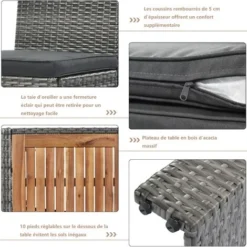 Salon De Jardin 4 Places, Meubles De Salle à Manger Et De Bar Avec Table En Bois Et 4 Chaises Avec Coussins 11 Salon De Jardin 4 Places, Meubles De Salle à Manger Et De Bar Avec Table En Bois Et 4 Chaises Avec Coussins -Promos Verde Rêverie Boutique 55848016 5