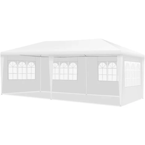 GOPLUS 3x6M Tonnelle Tente De Réception 4 Bâches Avec Fenêtres-Pergola Avec Piquets Et Cordes-Tissu Étanche/Résistant Au Soleil 7 GOPLUS 3x6M Tonnelle Tente De Réception 4 Bâches Avec Fenêtres-Pergola Avec Piquets Et Cordes-Tissu Étanche/Résistant Au Soleil – Image 5