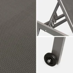 Lot De 2 Bains De Soleil ELSA En Aluminium Et Textilène . Transats Multi Positions Avec Roulettes Anthracite / Gris Foncé 8 Lot De 2 Bains De Soleil ELSA En Aluminium Et Textilène . Transats Multi Positions Avec Roulettes Anthracite / Gris Foncé -Promos Verde Rêverie Boutique 5602507 3