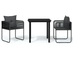Ensemble De Salle à Manger De Jardin 3 Pcs Noir VidaXL