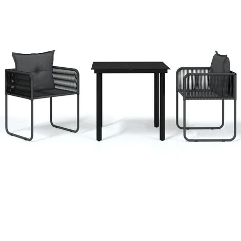 Ensemble De Salle à Manger De Jardin 3 Pcs Noir VidaXL 3 Ensemble De Salle à Manger De Jardin 3 Pcs Noir VidaXL
