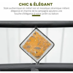 OUTSUNNY Lot De 2 Chaises De Jardin Métal époxy Style Fer Forgé Avec Mosaïque - Accoudoirs - Noir 11 OUTSUNNY Lot De 2 Chaises De Jardin Métal époxy Style Fer Forgé Avec Mosaïque - Accoudoirs - Noir -Promos Verde Rêverie Boutique 56387383 5
