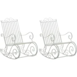Lot De 2 Fauteuils à Bascule Smilla En Fer Forgé Blanc
