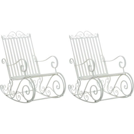 Lot De 2 Fauteuils à Bascule Smilla En Fer Forgé Blanc 3 Lot De 2 Fauteuils à Bascule Smilla En Fer Forgé Blanc