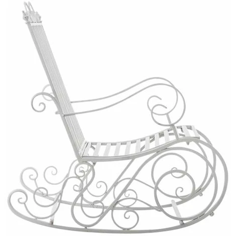 Lot De 2 Fauteuils à Bascule Smilla En Fer Forgé Blanc 6 Lot De 2 Fauteuils à Bascule Smilla En Fer Forgé Blanc – Image 4