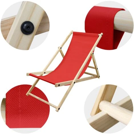 2x Chaise Longue Jardin Pliante Bois Bain De Soleil Plage Chilienne Rouge 120 Kg 7 2x Chaise Longue Jardin Pliante Bois Bain De Soleil Plage Chilienne Rouge 120 Kg – Image 5