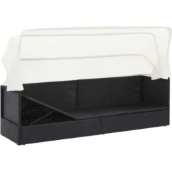 VIDAXL Garden De Canapé Extérieur Avec Canopée à Polyrattan Piscine Salon Canapé De Jardin Avec Auvent Noir Résine Tressée Couleur : Noir Blanc -Promos Verde Rêverie Boutique 57098544 3