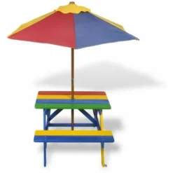 VIDAXL Ensembles De Pique-nique Pour Les Enfants Colorés Avec Du Parasol De Table Avec Banc Et Parapluie Table Et Bancs De Pique-nique Avec Parasol Pour Enfants Bois 9 VIDAXL Ensembles De Pique-nique Pour Les Enfants Colorés Avec Du Parasol De Table Avec Banc Et Parapluie Table Et Bancs De Pique-nique Avec Parasol Pour Enfants Bois -Promos Verde Rêverie Boutique 57223776 3