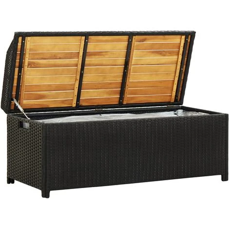 VIDAXL Banc De Jardin Avec Compartiment De Rangement à Polyrattan Diverses Couleurs Banc De Rangement De Jardin 120 Cm Résine Tressée Noir Couleur : NOIR 4 VIDAXL Banc De Jardin Avec Compartiment De Rangement à Polyrattan Diverses Couleurs Banc De Rangement De Jardin 120 Cm Résine Tressée Noir Couleur : NOIR – Image 2