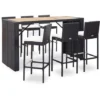 Nova 7 PC Garden Bar Ensemble Avec Coussins Polyrattan Diverses Couleurs Ensemble De Bar De Jardin 7 Pcs Et Coussins Résine Tressée Noir Couleur : NOIR -Promos Verde Rêverie Boutique 57225423 1