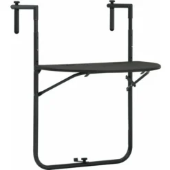 VIDAXL Table De Balcon En Plastique Rotin En Plastique Hauteur Réglable Diverses Couleurs Table De Balcon Marron 60x64x83,5 Cm Plastique Aspect De Rotin Couleur : MARRON