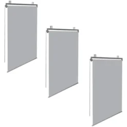 Lot De 3 Stores Enrouleurs L.125 X H. 225 CM Pour Pergola Gris Clair