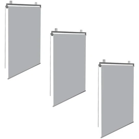 Lot De 3 Stores Enrouleurs L.125 X H. 225 CM Pour Pergola Gris Clair 3 Lot De 3 Stores Enrouleurs L.125 X H. 225 CM Pour Pergola Gris Clair