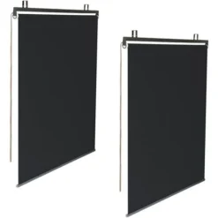 Lot De 2 Stores Enrouleurs L.124 X H. 225 CM Pour Pergola Noir