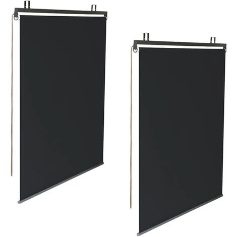 Lot De 2 Stores Enrouleurs L.124 X H. 225 CM Pour Pergola Noir 3 Lot De 2 Stores Enrouleurs L.124 X H. 225 CM Pour Pergola Noir