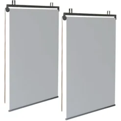Lot De 2 Stores Enrouleurs L.125 X H. 225 CM Pour Pergola Gris Clair