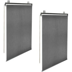 Lot De 2 Stores Enrouleurs Tamisants L.124 X H. 225 CM Pour Pergola Gris Anthracite