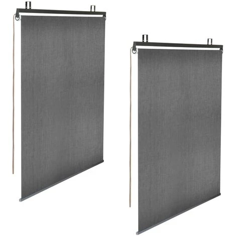 Lot De 2 Stores Enrouleurs Tamisants L.124 X H. 225 CM Pour Pergola Gris Anthracite 3 Lot De 2 Stores Enrouleurs Tamisants L.124 X H. 225 CM Pour Pergola Gris Anthracite