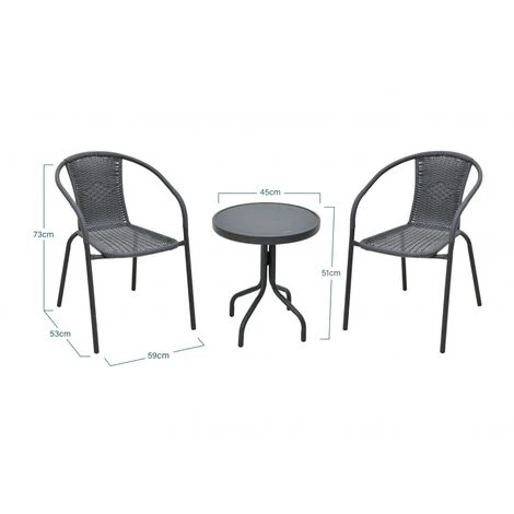Salon De Jardin 2 Places En Résine Et Acier Gris Anthracite 2 Fauteuils + 1 Table - Meuble De Jardin 6 Salon De Jardin 2 Places En Résine Et Acier Gris Anthracite 2 Fauteuils + 1 Table - Meuble De Jardin – Image 4