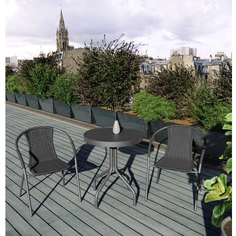 Salon De Jardin 2 Places En Résine Et Acier Gris Anthracite 2 Fauteuils + 1 Table - Meuble De Jardin 7 Salon De Jardin 2 Places En Résine Et Acier Gris Anthracite 2 Fauteuils + 1 Table - Meuble De Jardin – Image 5