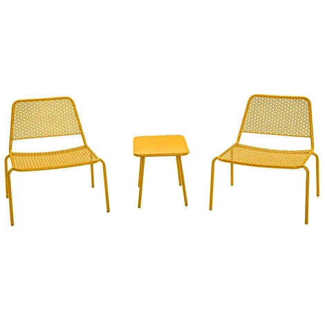 Salon De Jardin 2 Places Sakura En Acier Jaune Solaire 2 Fauteuils + 1 Table - Meuble De Jardin 3 Salon De Jardin 2 Places Sakura En Acier Jaune Solaire 2 Fauteuils + 1 Table - Meuble De Jardin