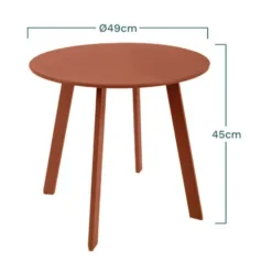 Table D'appoint, Table Basse Ronde De Jardin Terracotta En Acier Epoxy 49X45CM- Meuble De Jardin -Promos Verde Rêverie Boutique 57358090 4