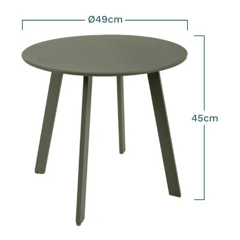 Table D'appoint, Table Basse Ronde De Jardin Kaki En Acier Epoxy 49X45CM- Meuble De Jardin 6 Table D'appoint, Table Basse Ronde De Jardin Kaki En Acier Epoxy 49X45CM- Meuble De Jardin – Image 4