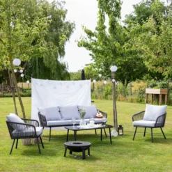 Salon De Jardin En Corde OUVÉA Gris Clair - 5 Places 8 Salon De Jardin En Corde OUVÉA Gris Clair - 5 Places -Promos Verde Rêverie Boutique 57772785 2