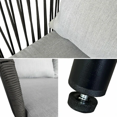 Salon De Jardin En Corde OUVÉA Gris Clair - 5 Places 6 Salon De Jardin En Corde OUVÉA Gris Clair - 5 Places – Image 4