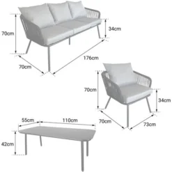 Salon De Jardin En Corde OUVÉA Gris Clair - 5 Places 11 Salon De Jardin En Corde OUVÉA Gris Clair - 5 Places -Promos Verde Rêverie Boutique 57772785 5