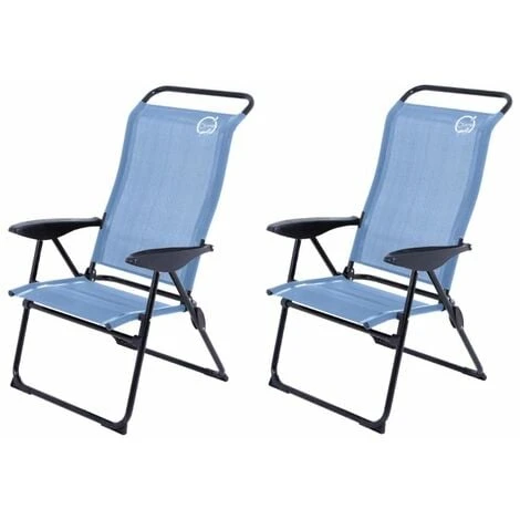 Lot De 2 Fauteuils De Camping 5 Positions - O'Camp - Bleu - Dimensions : 70 X 62 X 105 Cm 3 Lot De 2 Fauteuils De Camping 5 Positions - O'Camp - Bleu - Dimensions : 70 X 62 X 105 Cm