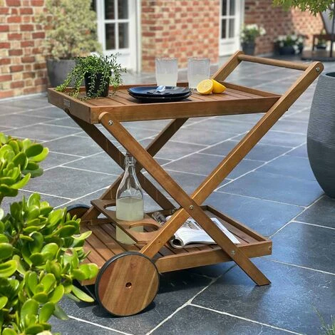 Desserte à Roulette En Bois D'eucalyptus 4 Desserte à Roulette En Bois D'eucalyptus – Image 2