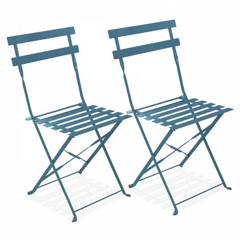 Lot De 2 Chaises Pliantes En Acier Bleu Pacific 3 Lot De 2 Chaises Pliantes En Acier Bleu Pacific