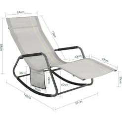 SoBuy OGS47-HG Fauteuil à Bascule Transat De Relaxation Chaise Longue Bain De Soleil Rocking Chair – Avec Pochette Latérale Et Repose-Pieds -Promos Verde Rêverie Boutique 58660092 3