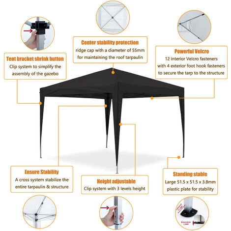 Tente Pliante 3x3m ECO BRISO Tube 30mm En ALU & ACIER Bâche 220g/m² ENDUIT PVC 100% ÉTANCHE Tente Pliante De Réception Sac De Transport 4 Tente Pliante 3x3m ECO BRISO Tube 30mm En ALU & ACIER Bâche 220g/m² ENDUIT PVC 100% ÉTANCHE Tente Pliante De Réception Sac De Transport – Image 2