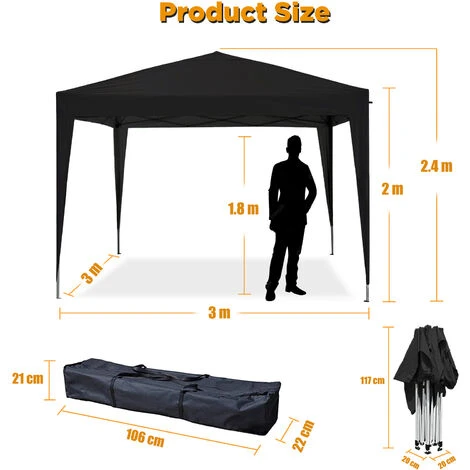 Tente Pliante 3x3m ECO BRISO Tube 30mm En ALU & ACIER Bâche 220g/m² ENDUIT PVC 100% ÉTANCHE Tente Pliante De Réception Sac De Transport 5 Tente Pliante 3x3m ECO BRISO Tube 30mm En ALU & ACIER Bâche 220g/m² ENDUIT PVC 100% ÉTANCHE Tente Pliante De Réception Sac De Transport – Image 3