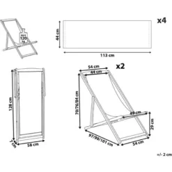 Lot De 2 Chiliennes Pliantes Acacia Foncé Motif Bleu Et Beige Anzio -Promos Verde Rêverie Boutique 59142018 3