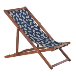 Lot De 2 Chiliennes Pliantes Acacia Foncé Motif Bleu Et Beige Anzio -Promos Verde Rêverie Boutique 59142018 4