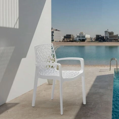Chaise En Polypropylène Accoudoirs Jardin Café Grand Soleil Gruvyer Arm Couleur: Blanc 4 Chaise En Polypropylène Accoudoirs Jardin Café Grand Soleil Gruvyer Arm Couleur: Blanc – Image 2