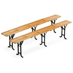 Table De Brasserie Bancs En Bois 3 Pieds Pliants Festival Jardin 220x80 -Promos Verde Rêverie Boutique 5914914 3