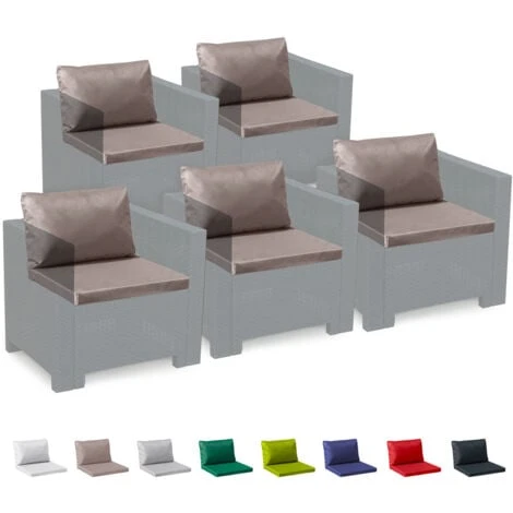 Ensemble De 5 Coussins De Rechange Imperméables Pour Salon De Jardin En Rotin Bica Grand Soleil Couleur: Marron 3 Ensemble De 5 Coussins De Rechange Imperméables Pour Salon De Jardin En Rotin Bica Grand Soleil Couleur: Marron