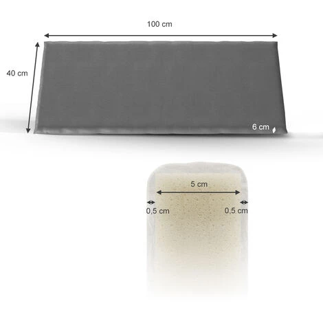 Coussin Pour Banc 100x40cm Gris Vicco 5 Coussin Pour Banc 100x40cm Gris Vicco – Image 3