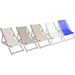 Transat Pliant 3 Positions Aluminium Modèle SOVERATO En Textilène Couleur: Bleu Foncé