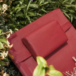 SoBuy OGS38-R Transat De Jardin Chaise Longue Bain De Soleil Avec Appui-tête- Charge Max 120 Kg, Rouge -Promos Verde Rêverie Boutique 59241265 4